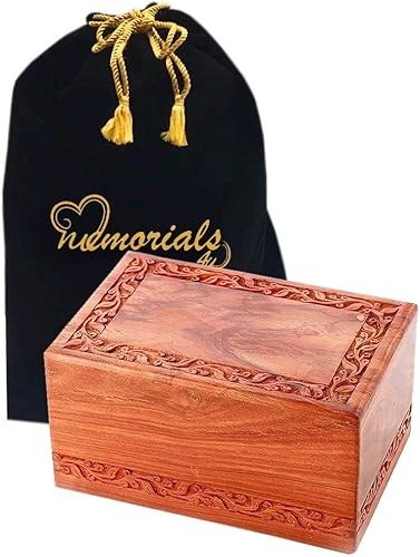Urna de cremación de palisandro sólido con diseño de cruz tallada a mano para cenizas humanas