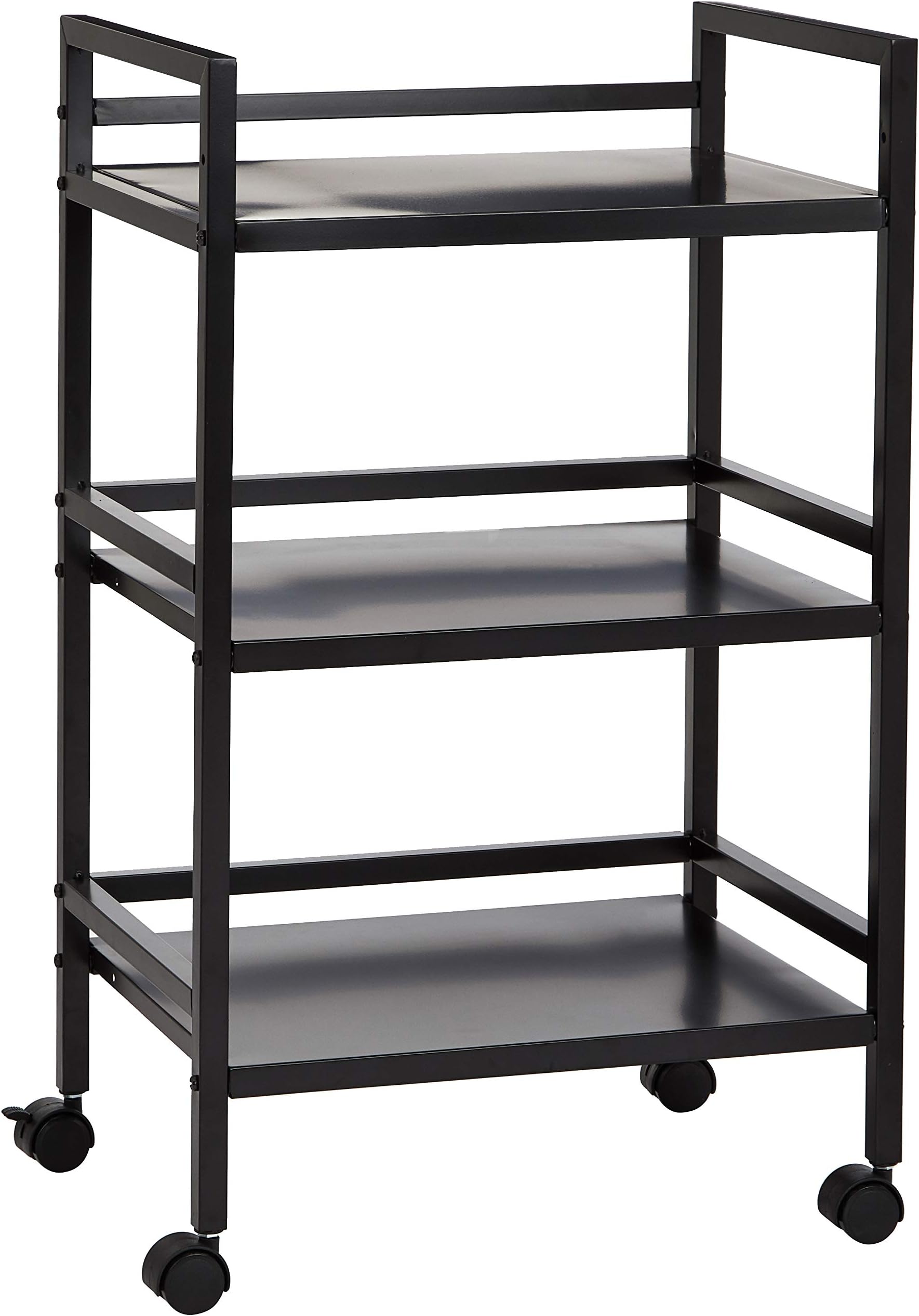 Amazon Basics Kitchen Trolley Metal Serving Cart With 3 Tier Storage, Black