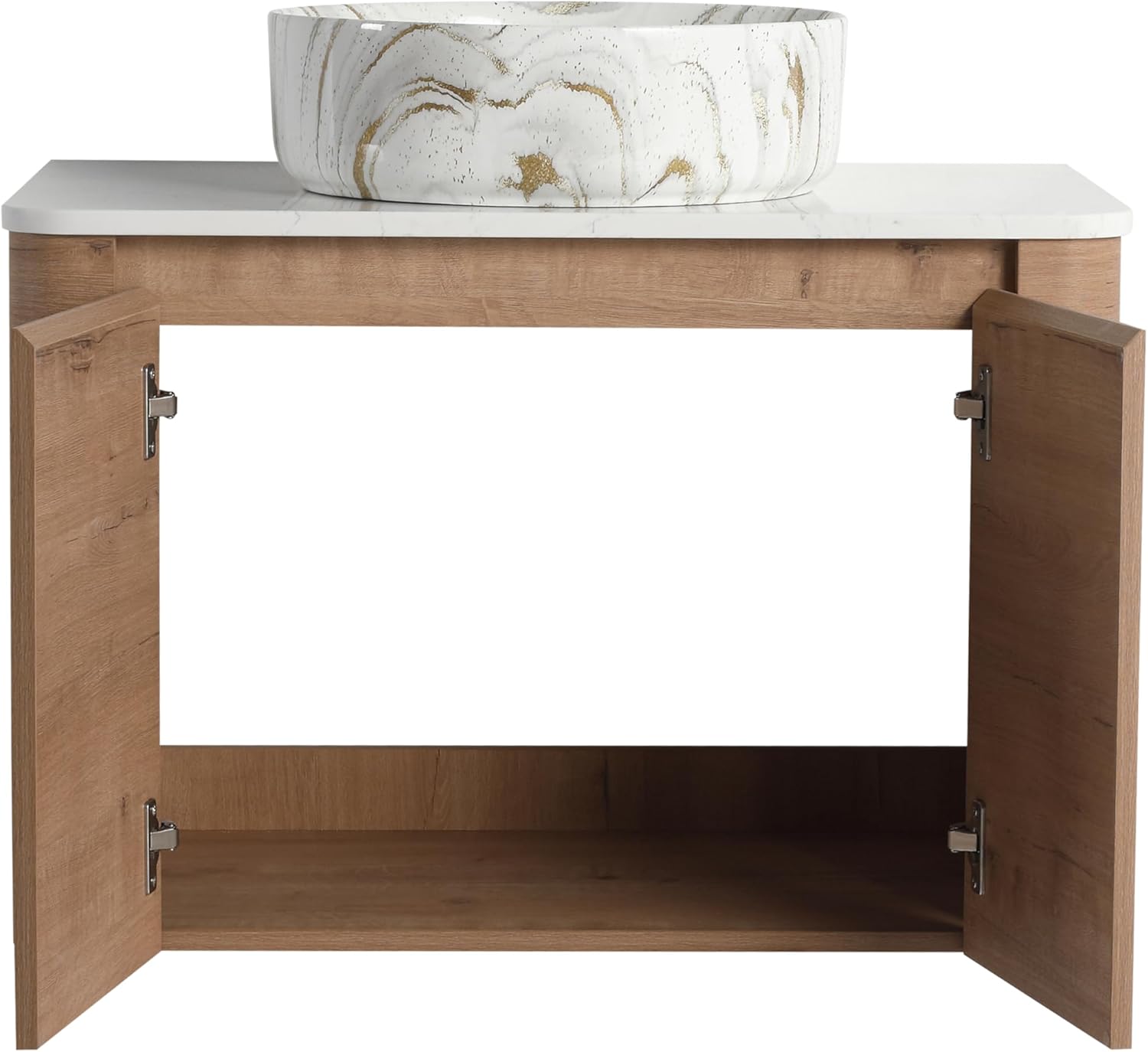 Malwee 30" Floating Bathroom Vanity with Sink, 30 Inch Wall Mounted Bathroom Cabinet Combo, Modern Single Sink Bath Storage Vanity Set, with 2 Soft Close Doors and Ceramic Vessel Basin Top(30-PP