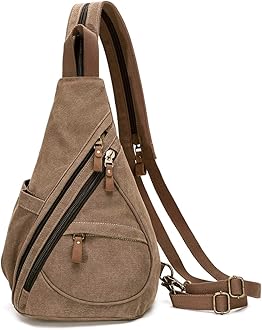 Canvas Sling Bag Backpack for Men and Women - Shoulder Backpack Shoulder Bag Cross Bag Adjustable Shoulder Strap Perfect for Outdoor Sports, Hiking, Cycling, Mountaineering, Travel