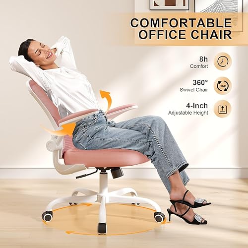 Miniatura 4 de Silla de oficina, sillas de escritorio ergonómicas de 330 libras de capacidad, silla de computadora de malla con respaldo alto con reposabrazos