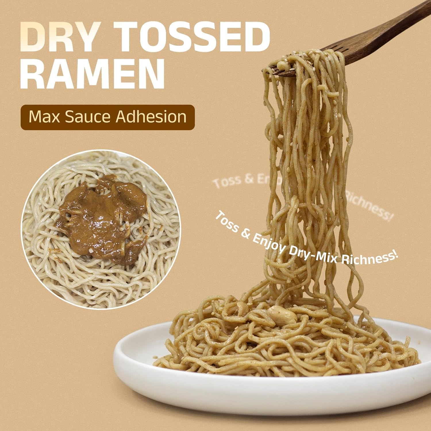 HealSpot High Protein Instant Ramen, 31g Plant Based Protein, Low Fat, Low Carb, Non GMO, Keto Friendly, Plant Based Dry Mixed Ramen, 6 Packs of Sesame Sauce Flavor | 50% Protein, Keto Friendly, Vegen Friendly, Healthy Quick Meal