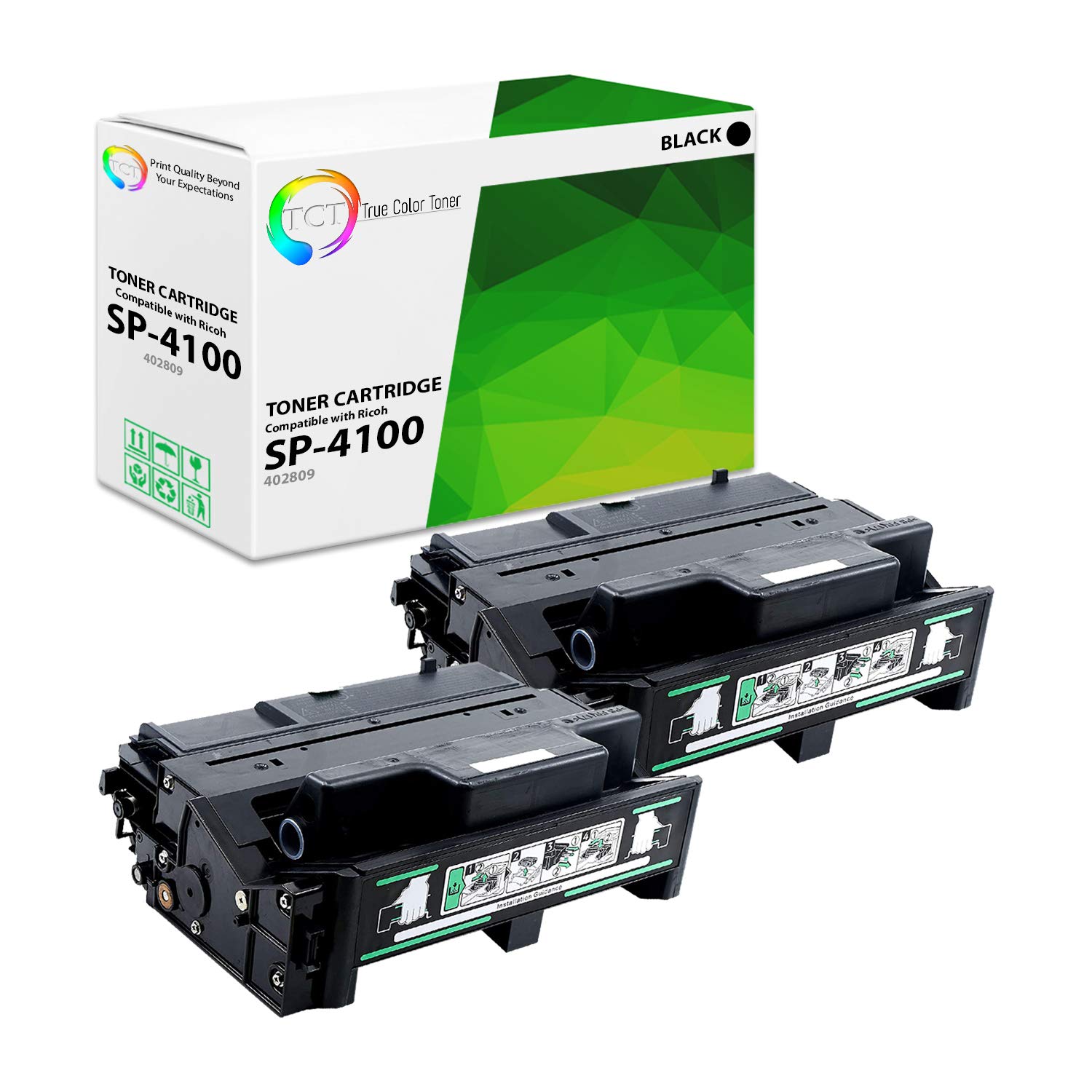 TCTSP-4100 Toner Cartridge 2 Pack - Premium Compatible Replacement for Ricoh Aficio SP-4100 402809 Black Works with Ricoh Aficio SP4100SF SP4110N SP4110SF Printers (15,000 Pages)