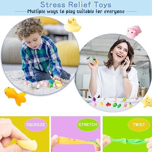 Miniatura 3 de Mochi Squishy Fidget Toys Pack 32 piezas de juguetes para aliviar el estrés Squishies Squeeze Animales Dinosaurio Frutas Kawaii Juguete Recuerdos de