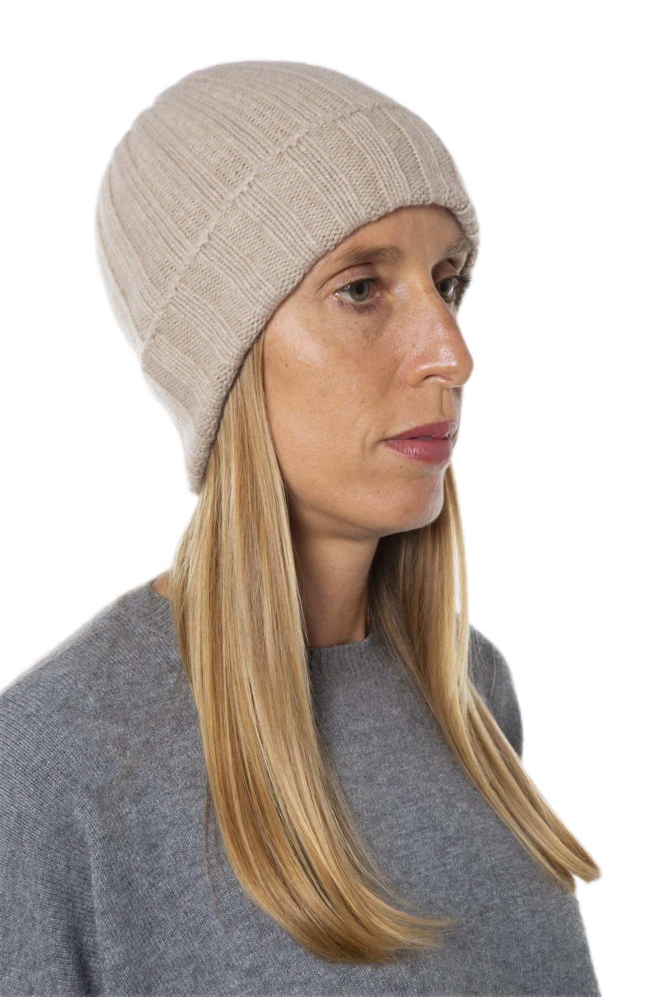 Bo.MA. Sombrero acanalado 100% puro de cachemira regenerado para hombre y mujer, gorro crudo, fabricado en Italia, gorro de invierno, gorro de cachemira, gorro de invierno, gorro de invierno, gorro