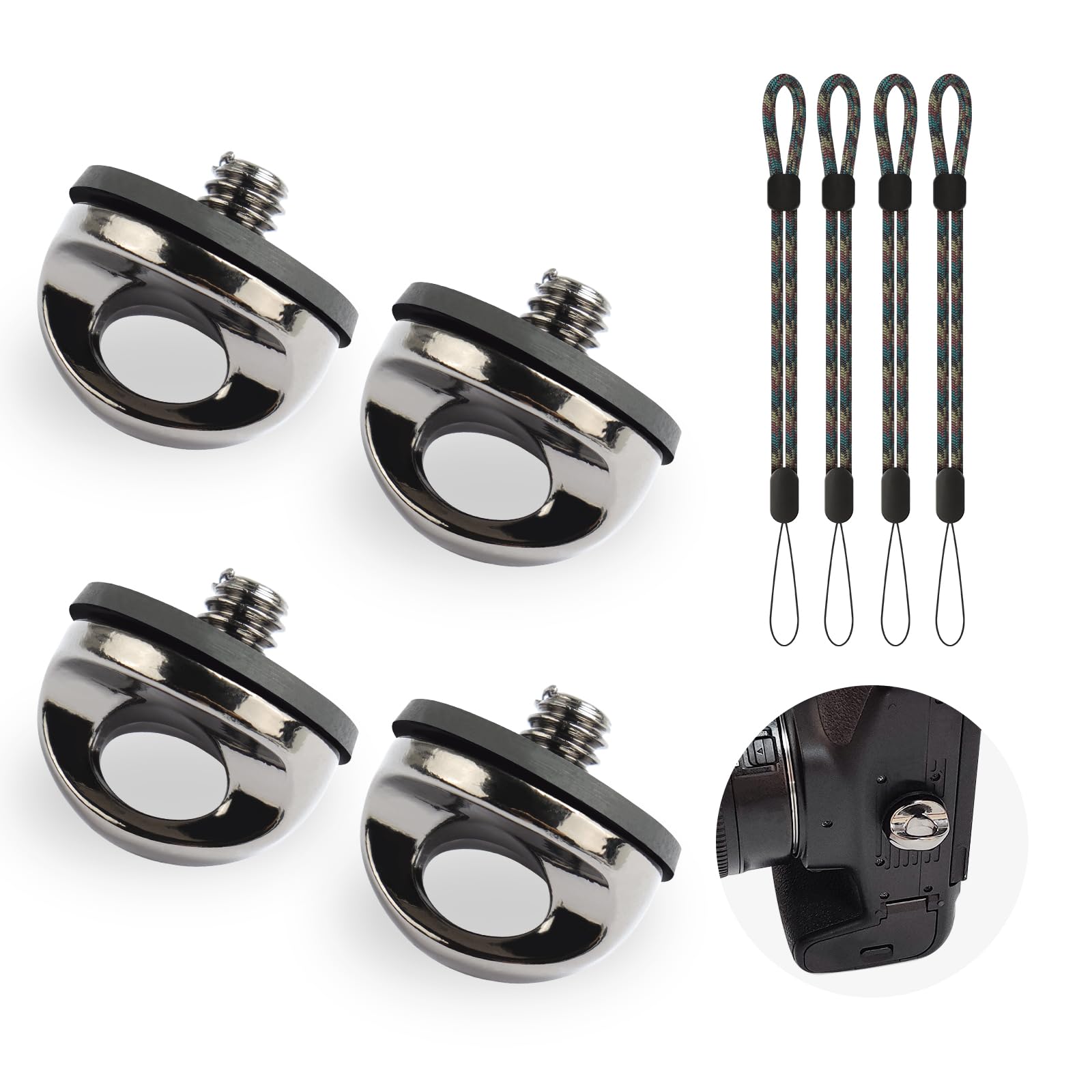 Set Di 4 Viti Da 1/4" Per Cinghia Fotocamera - Adattatore Universale Per Treppiedi, Gimbal E Tracolle