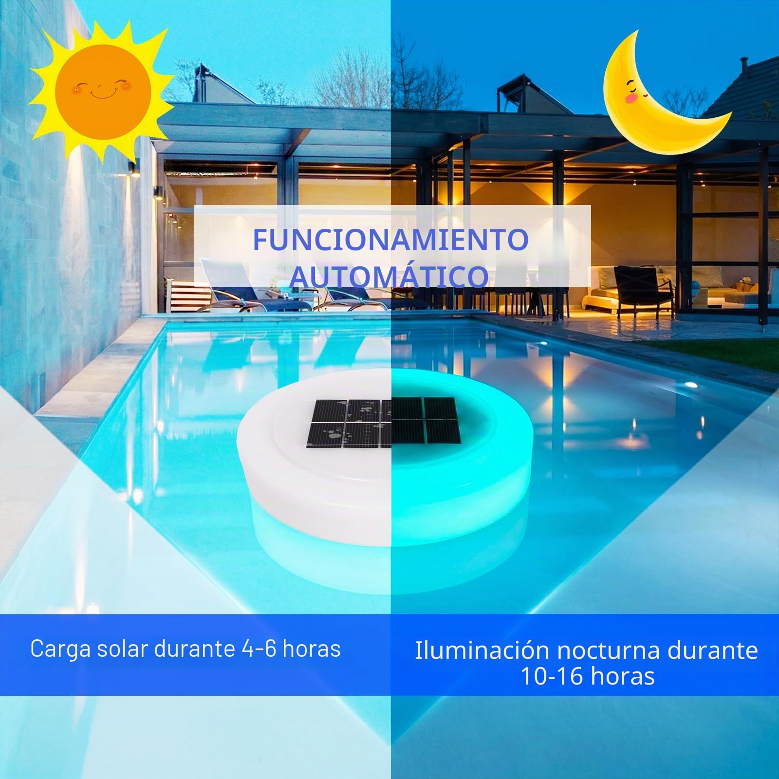 Luces Piscinas con Control Remoto, Luces Solares Flotantes para Piscinas, Luz Rgb Impermeable Que Cambia Color, Luz Subacuática Piscina, Luz Solar para Jardín, Luces Estanques