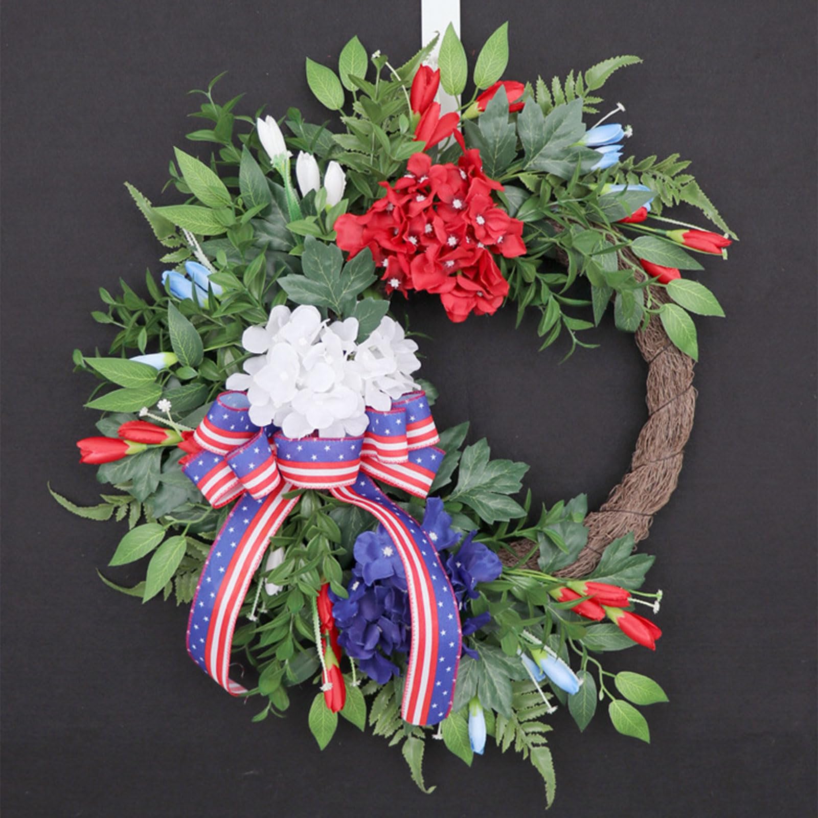 Couronne de porte d'entrée bleue en tissu robuste pour décoration de jour de l'indépendance