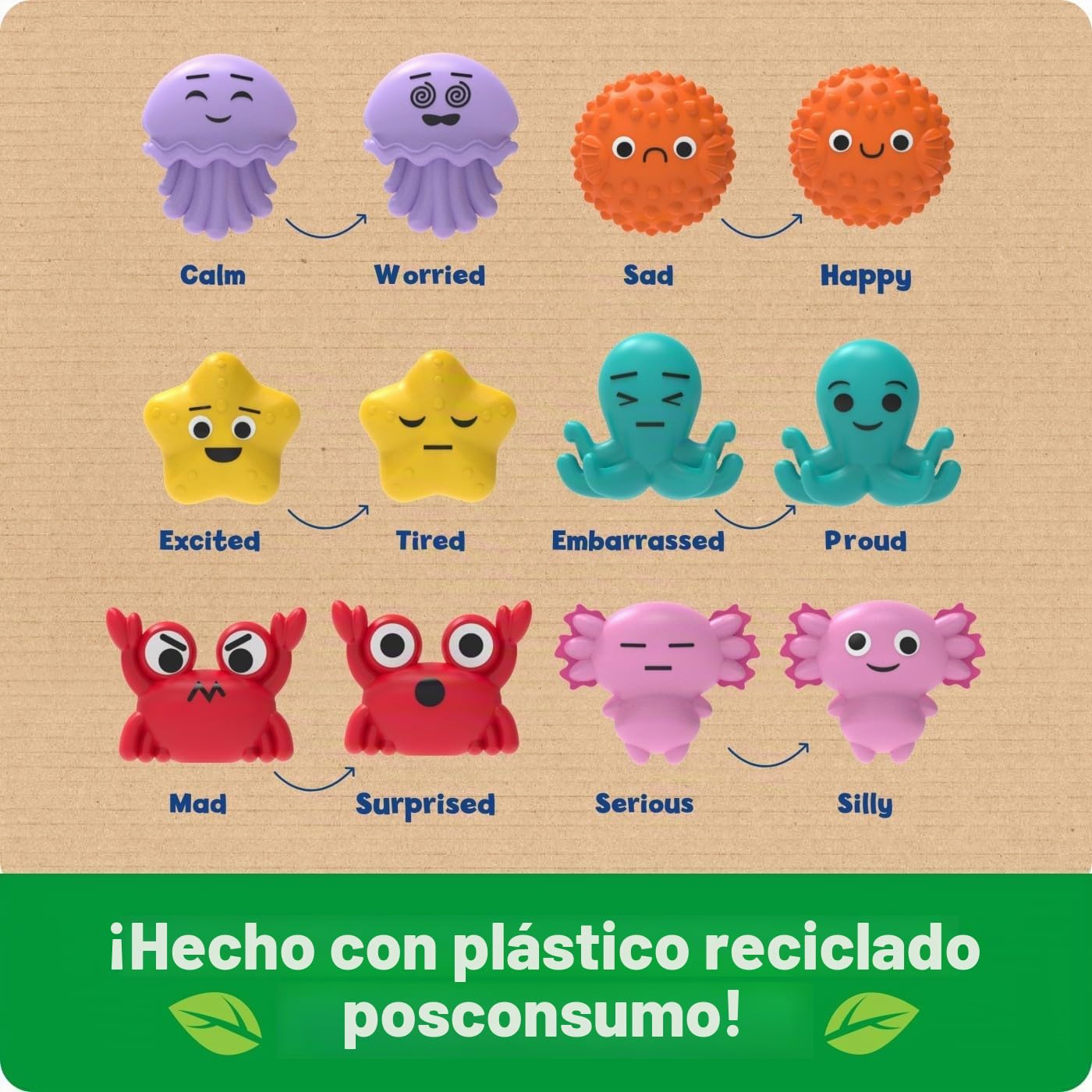 Learning Resources Conchas Emocionales de Mar, Ayuda a Reconocer y Expresar 18 Emociones con Las 6 Divertidas Criaturas Marinas, Mejora Memoria y Motricidad, 19 Piezas, Bebés 18 Meses Niños 1 2 años