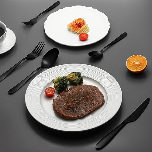 Miniatura 4 de Juego de cubiertos negros mate para 8, juego de cubiertos negros de 40 piezas, acero inoxidable, incluye tenedor, cuchara y cuchillo, juegos de