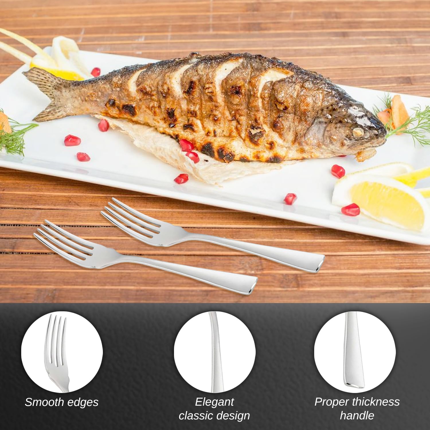 Fourchette à poisson acier inox poli brillant miroir 6 pieces fourchette a poisson fourchette poisson fourchettes a poisson
