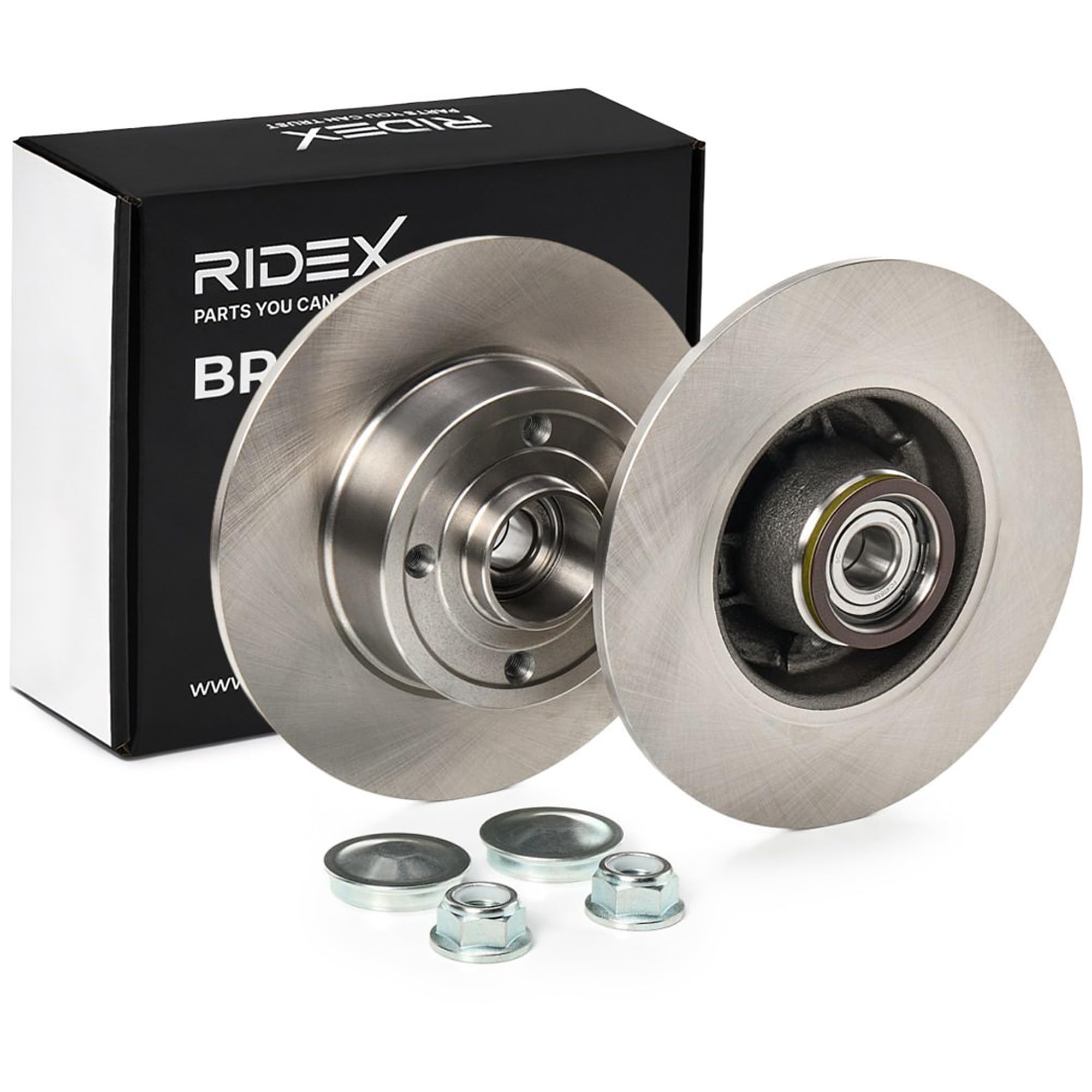 RIDEX 82B0989 2x Disco de freno Trasero con buje de rueda Compatible con RENAULT Clio 3 Hatchback BR0/1, CR0/1