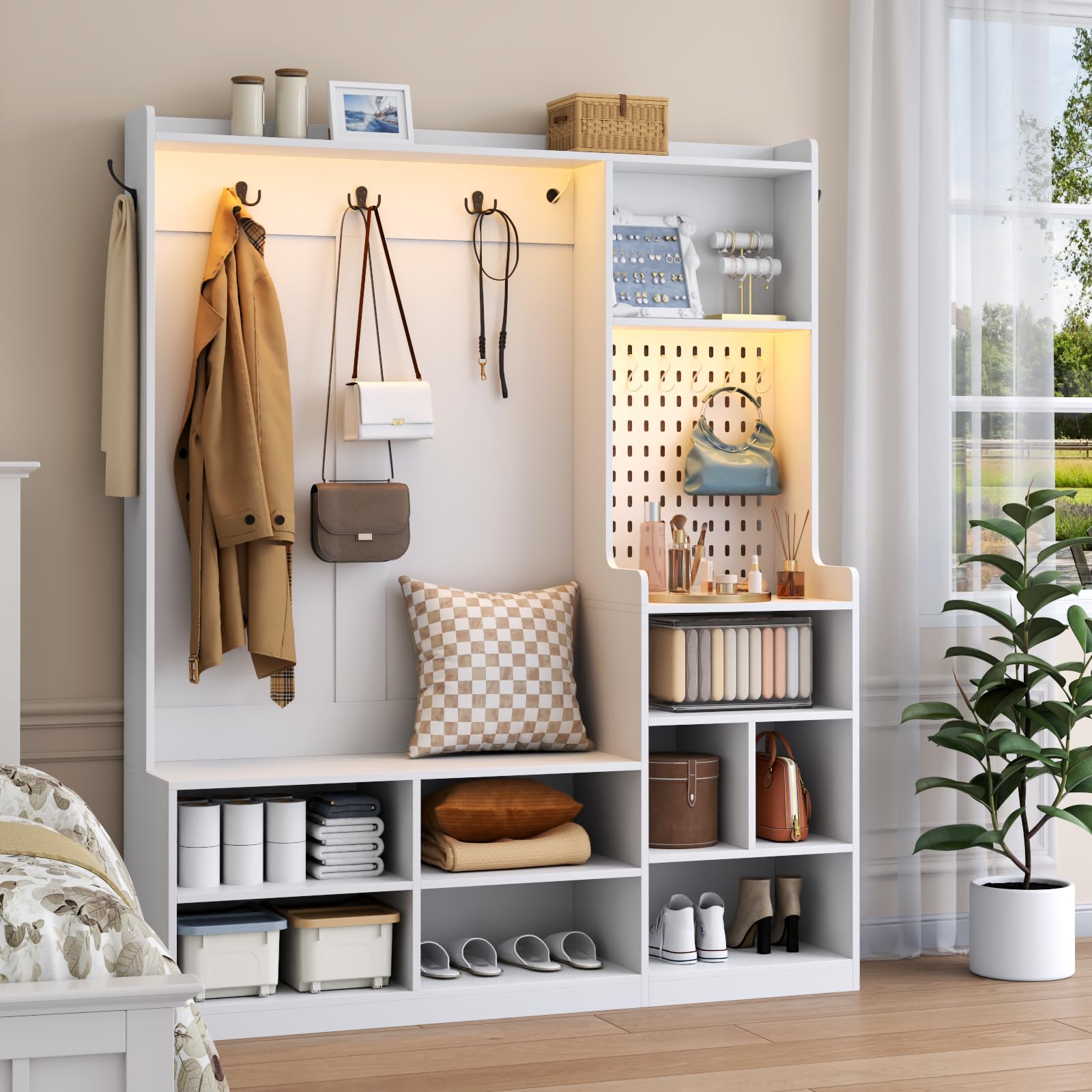 35+ Entryway/Mudroom Storage Ideas (for Shoes, Backpacks, and Coats) 91 Gyfimoie Hall Tree with Shoe Storage