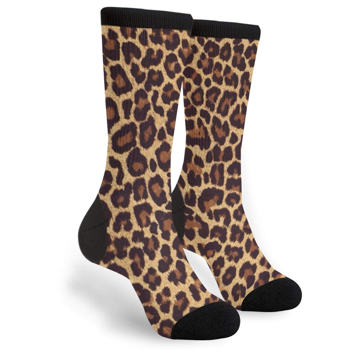 351 Women Men Workout Socks Cool Leopard Print Calf Crew Socks Comfortable Funky Socks Breathable Boot Socks For Cycling Climbing Sport
