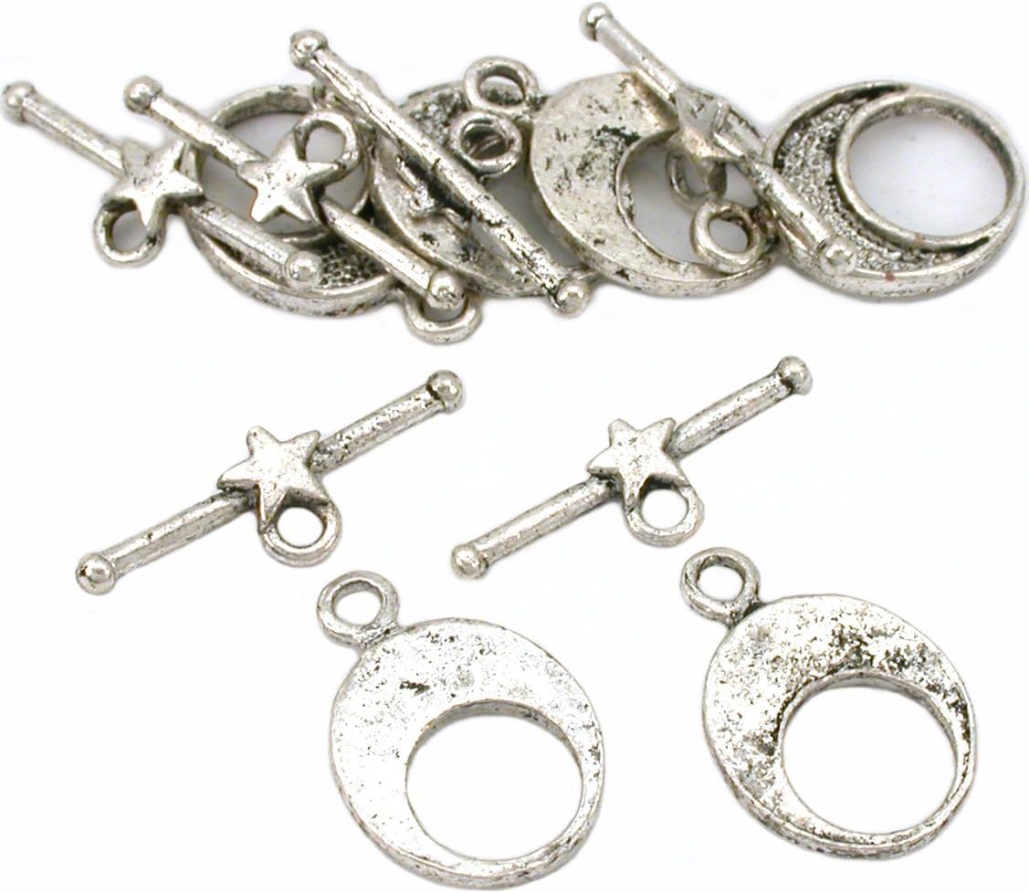 Star Moon Toggle Clasps Antique Silver Plated Approx 5