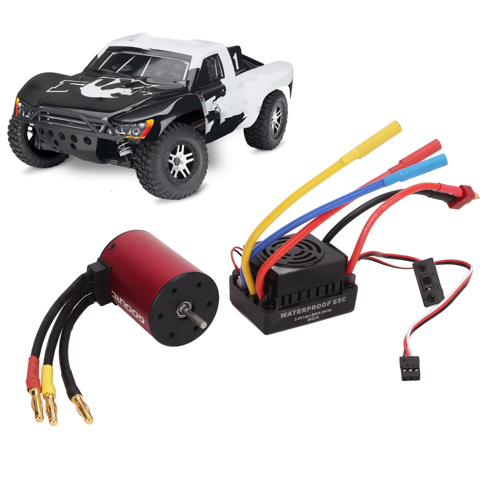 Yctze Bezszczotkowy Silnik S3650 3900KV i 60A ESC do Samochodów /10 RC - Części do Modernizacji o Wysokiej Wydajności z Wieloma Funkcjami