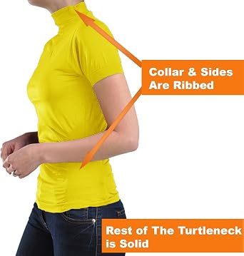 Kuda Moda 2 Pack Women Seamless Short Sleeve Mock Neck Turtleneck Blouse Top Tee Shirts