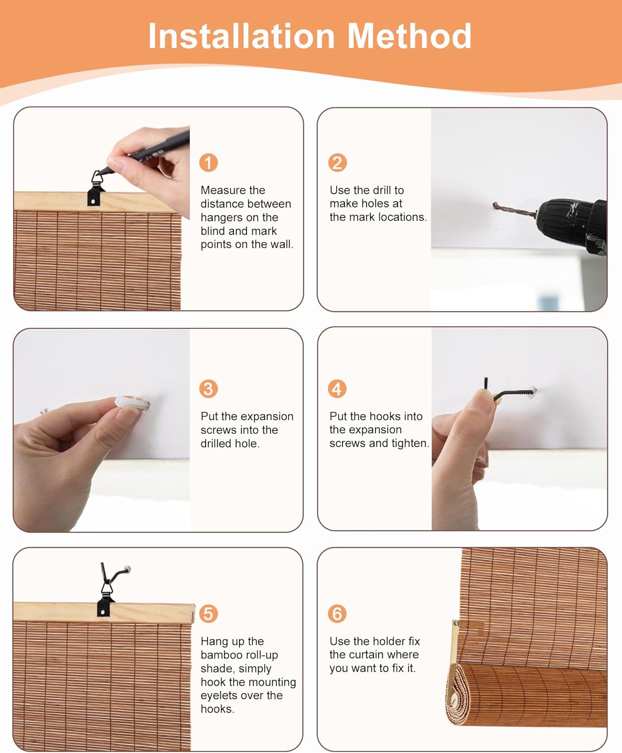 24''W X 72''H Cordless Bamboo Roman Shades, Light Filtering Roll Up Bamboo Matchstick Blinds for Interior Window Home Patio Porch, Yellow Brown - Image 4