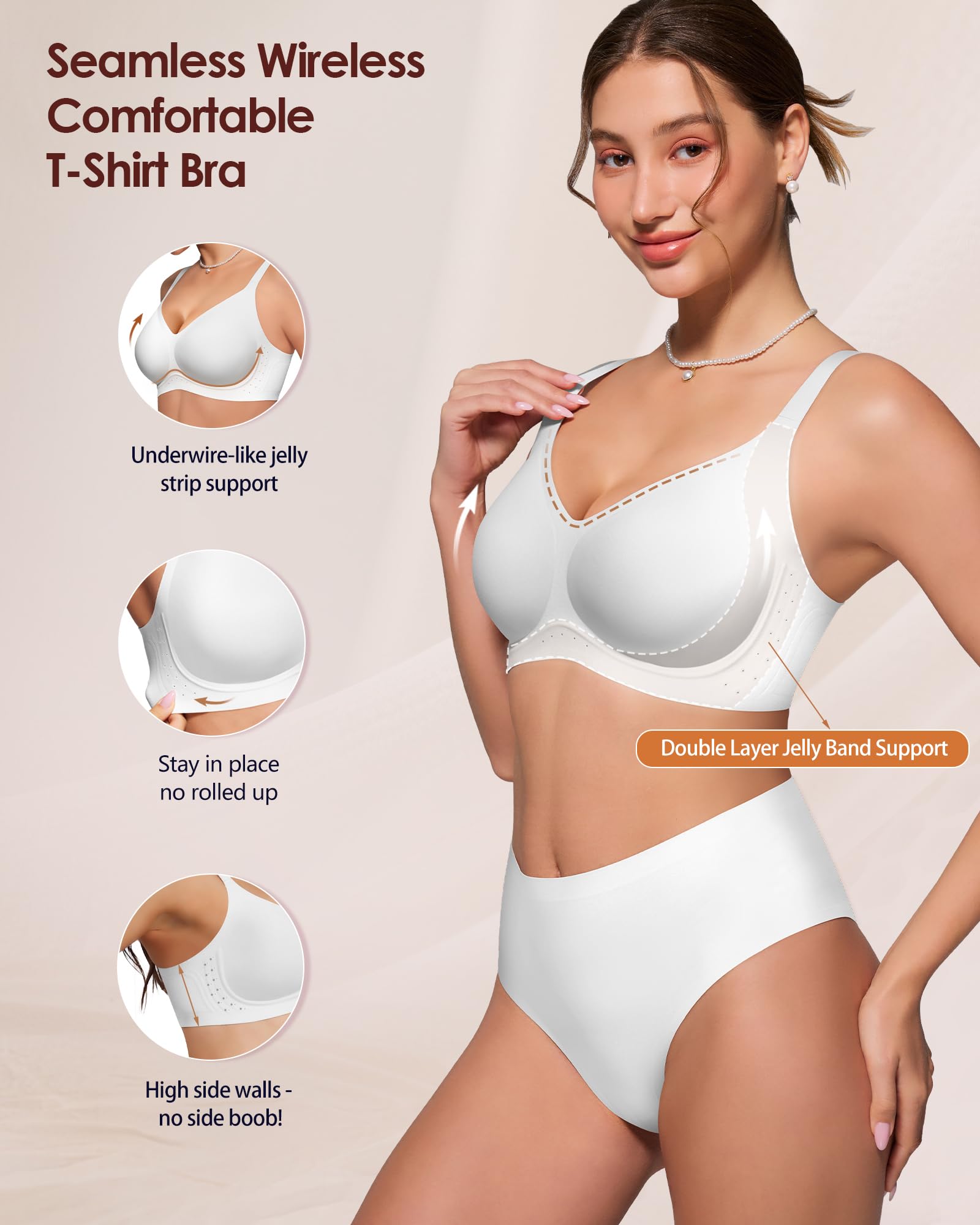 As Fairy Bras for Women No Underwire Jelly Wireless Seamless Full Coverage Comfortable Bra with Airholes - 4