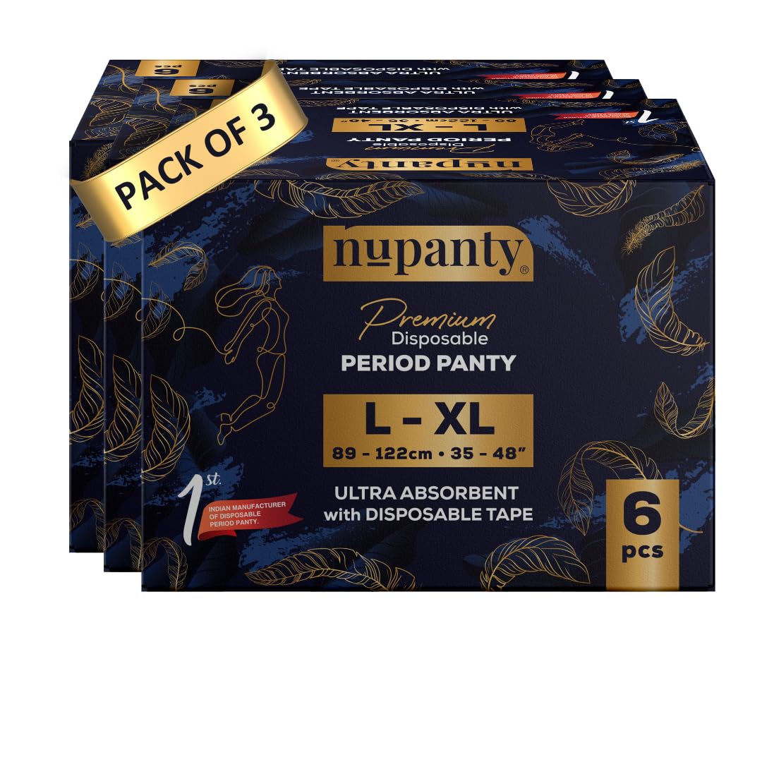 Nupanty Disposable Period Panty for Women | L-XL Pants | 360° Sanitary Protection for Heavy Flow | Leak Proof, No Rashes, No Discomfort | Maternity Panties with High Absorbency | 18 Count (Pack of 3) (B0CV7BXC5X) Amazon Price History, Amazon Price Tracker