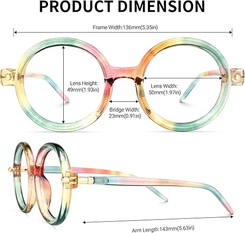 Miniatura 4 de Zeelool Marco de anteojos redondos gruesos vintage para mujeres y hombres con lente transparente sin receta Rahman ZJGX633614