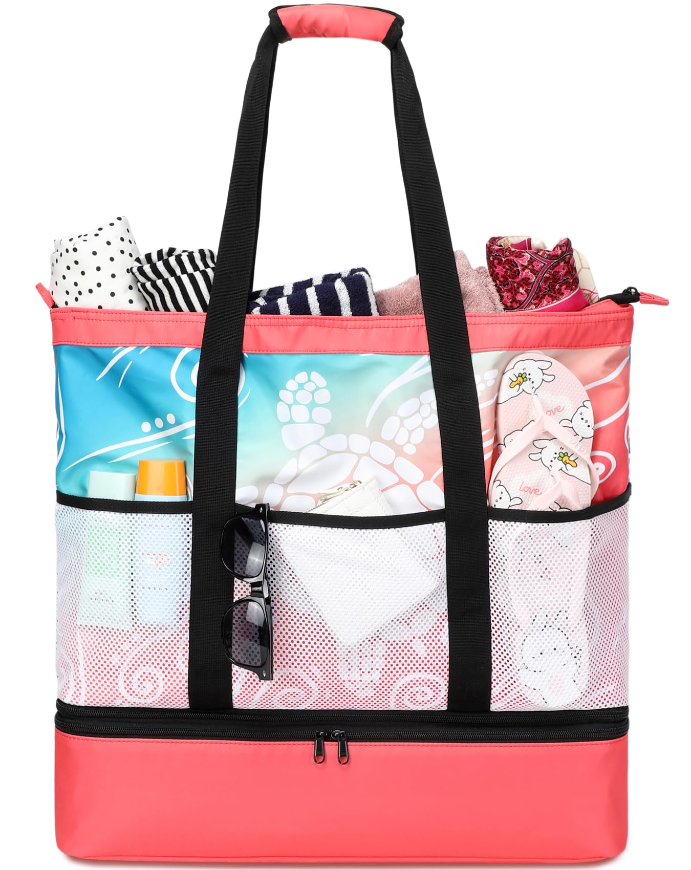 JIANYA Beach Bag Women Waterproof Sandproof Beach Tote Bags with Cooler Top Zipper Large Totes for Pool Travel Daily