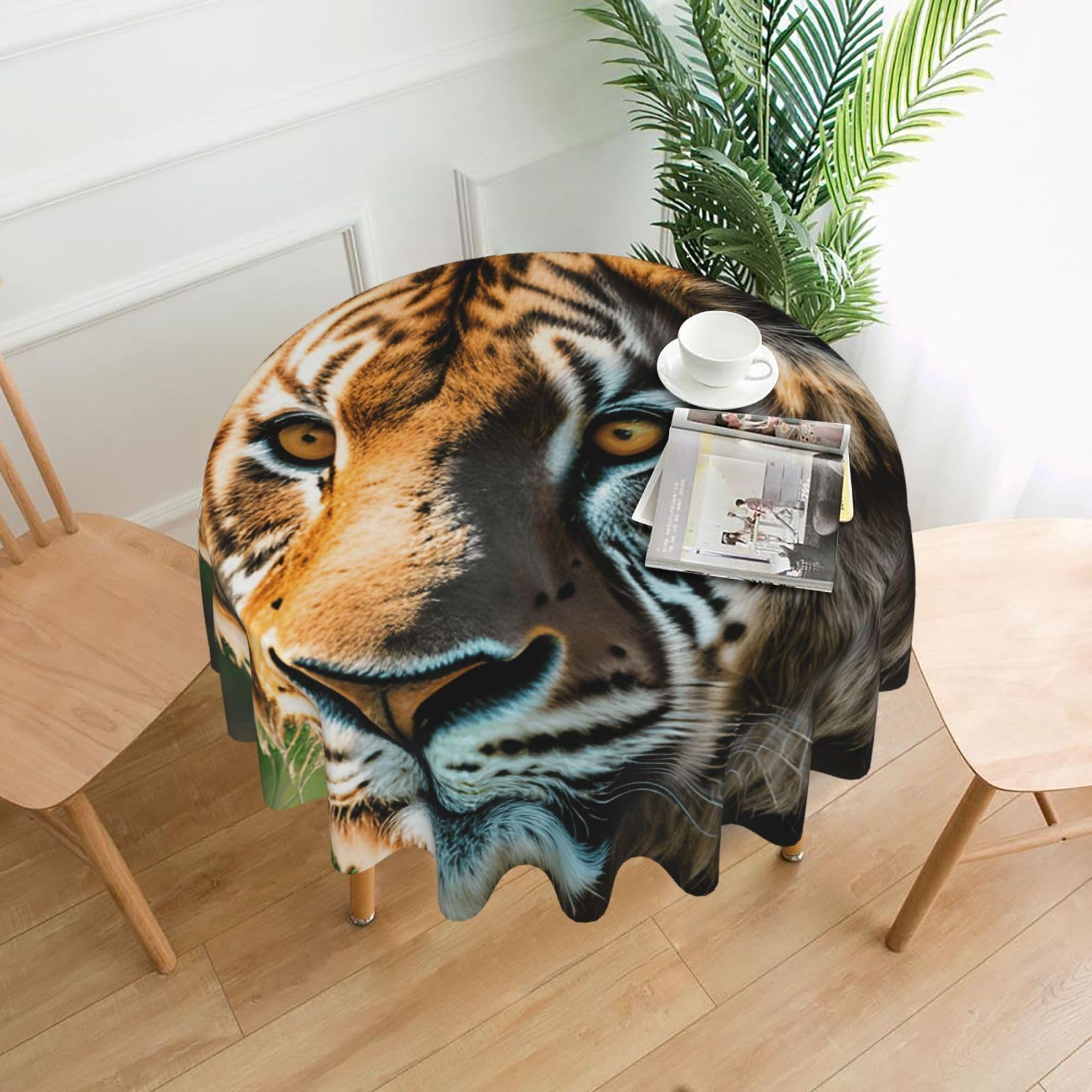 SDEGTHO African animals Print Modern Retro Round Tablecloth 60in Polyester Fabric Cover for Party Dining Table Washable