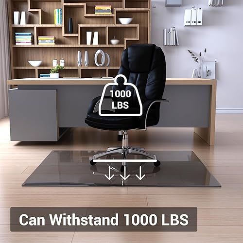 Miniatura 3 de Tapete para silla de oficina, tapete de vidrio para silla, 36 x 46 x 0.2 pulgadas, tapete de vidrio templado para silla de oficina de alfombra o