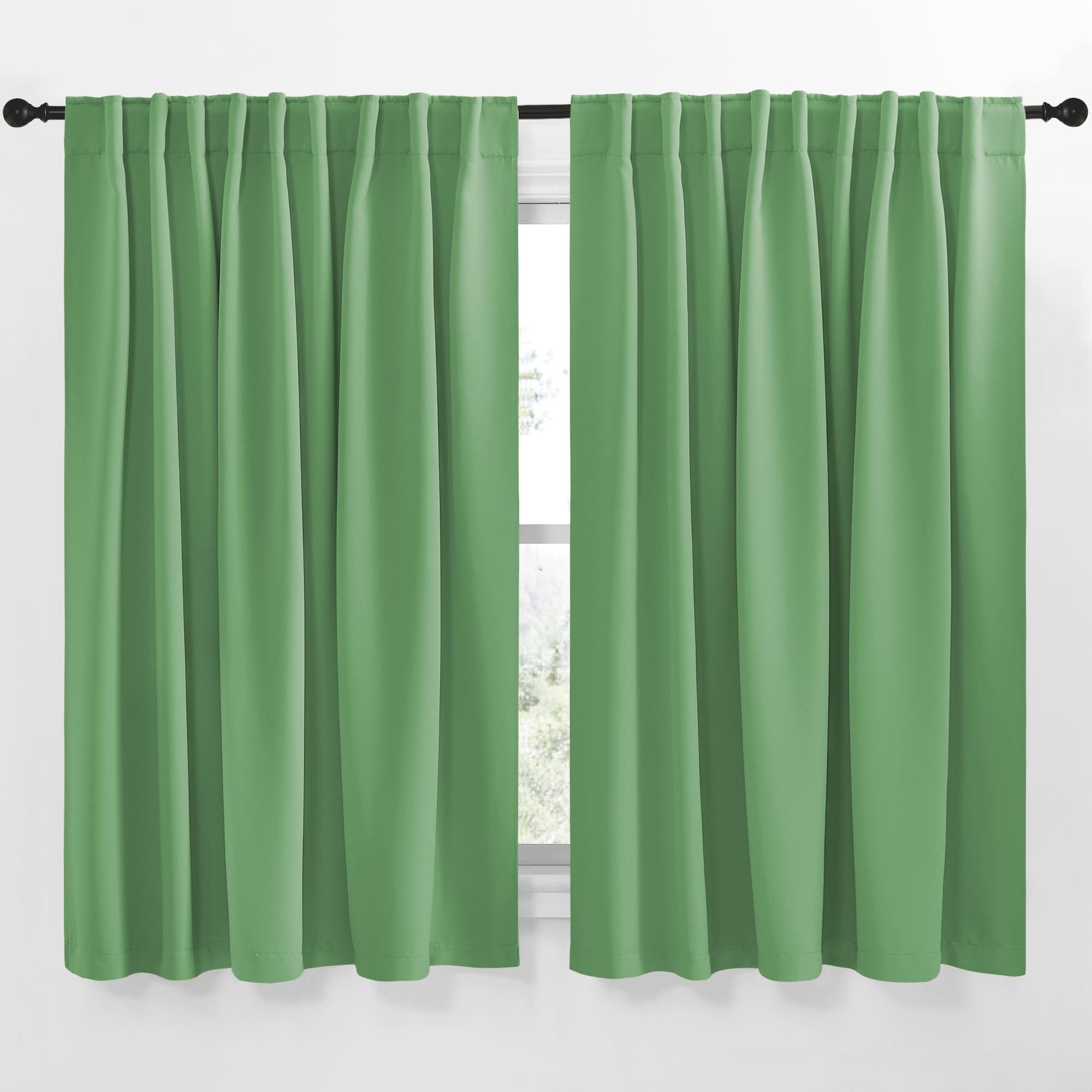 NICETOWN Blackout Curtain Panels Window Draperies - (Forest Green Color) 70x63 inch, 2 Pieces, Insulating Room Darkening Blackout Drapes for Bedroom