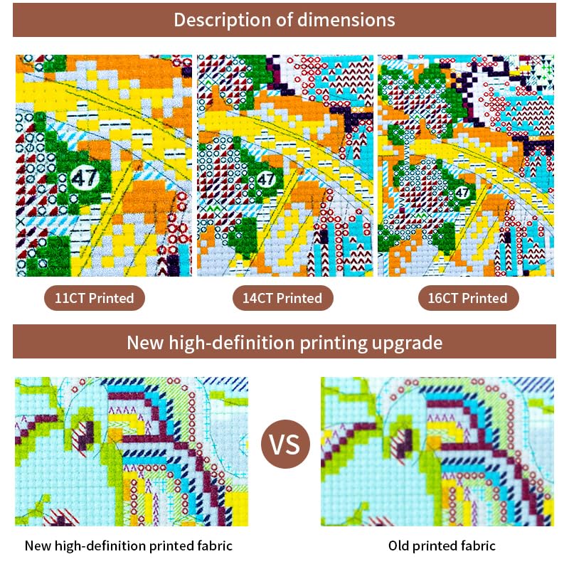 Image of Setoda 16CT High Definition Printed Embroidery Fabric Patterns Starter Kits for Girl DIY Stamped Cross Stitch Pattern-Glare Like a Tiger Watching his Prey 16.1x9.5 (inch)