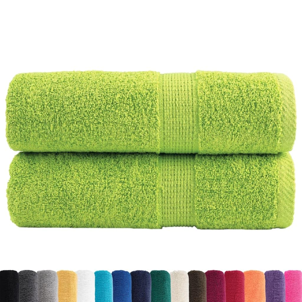 Vidaxl Apple Green Cotton Guest Towels - Super Soft & Absorbent, 30X50 Cm, 600 Gsm, Machine Washable, Set Of 2