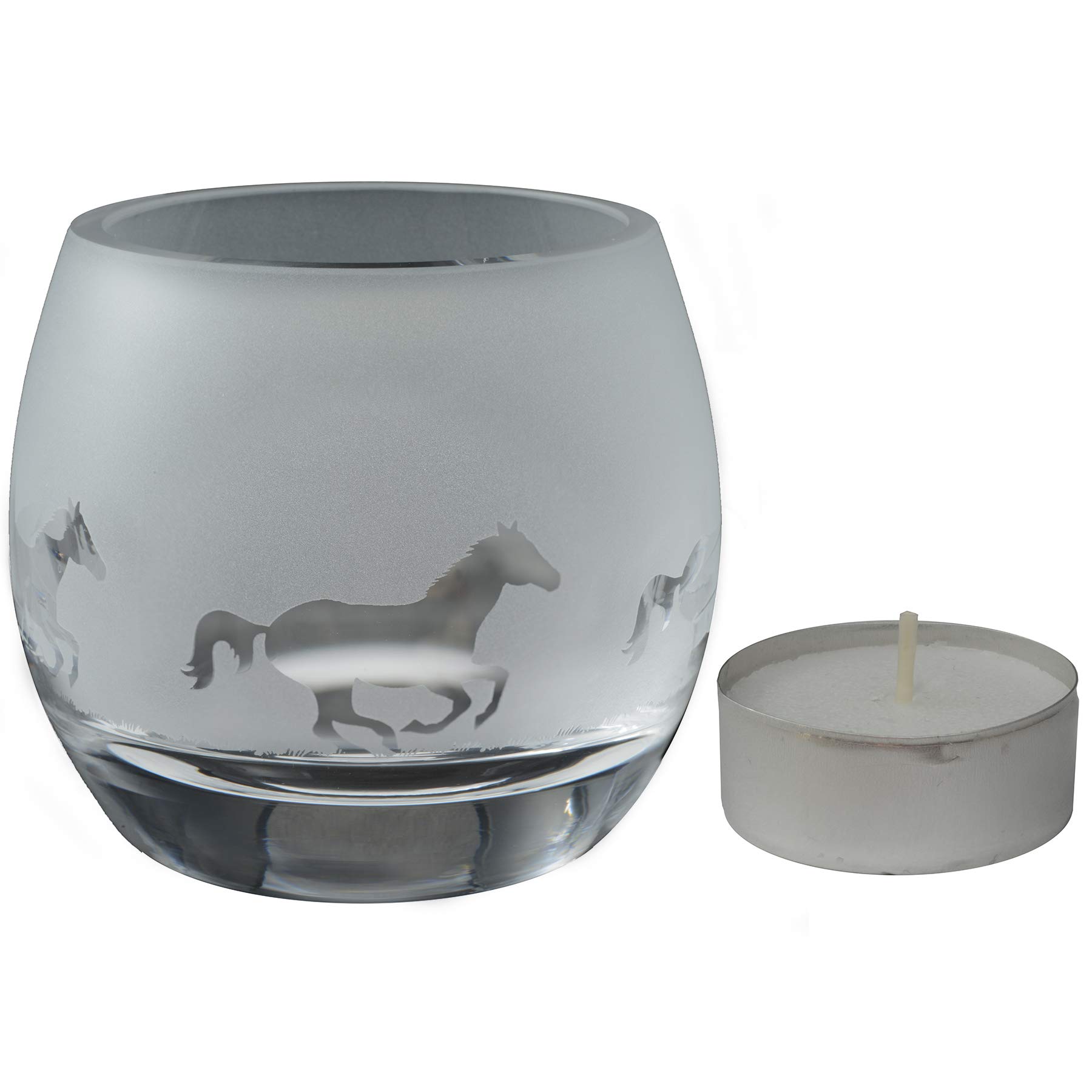 Tealight Candle Holder Small Crystal Glass Bowl Tealight Holder Horse Galloping