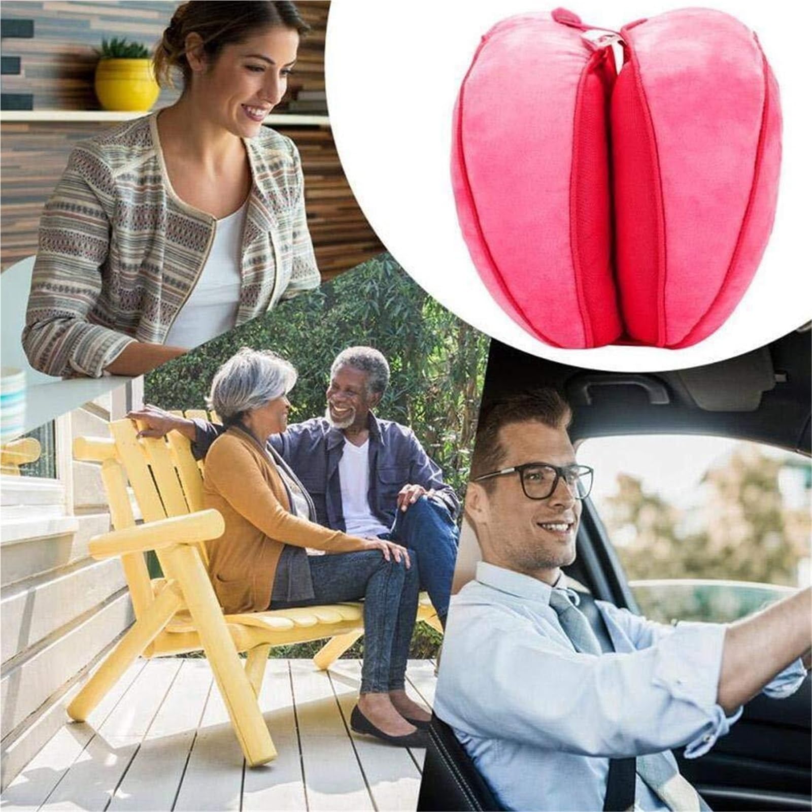Cojín ortopédico for Asiento con Espuma viscoelástica de Doble Capa, Soporte for aliviar la presión del coxis y la Parte Baja de la Espalda, Base Antideslizante(Purple)
