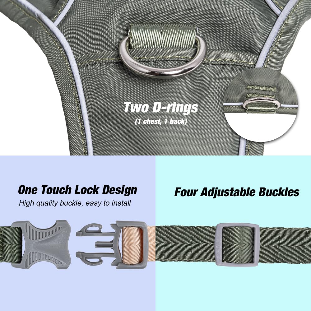 TSPRO Hundegeschirr mit AirTag Halter, Verstellbarer Brustgürtel für Mittelgroße Hunde, mit Komfortablem Griff, Langlebig und Reflektierend für Spaziergänge, Joggen, Training (Orange Größe 4)