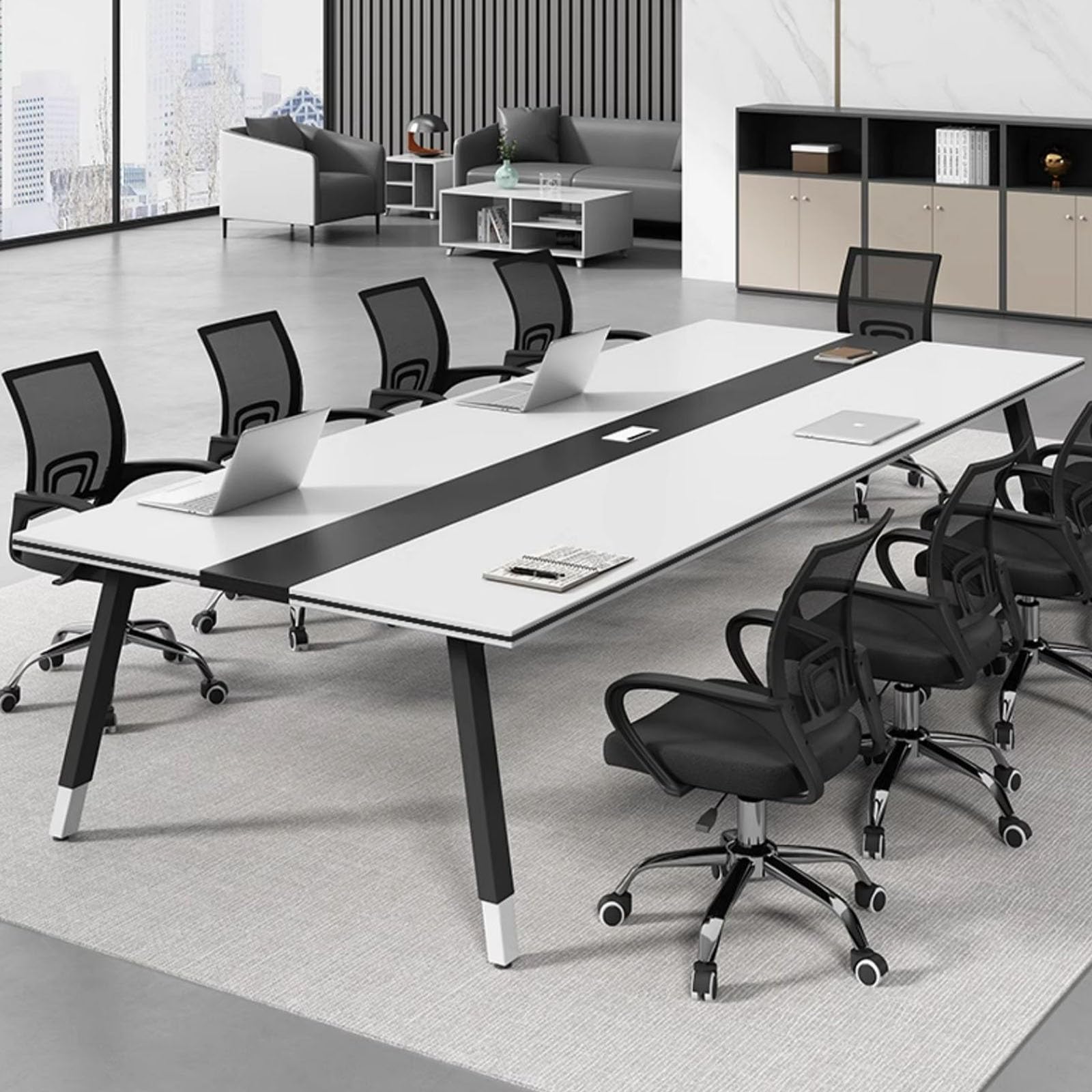 Großer Konferenz-Trainingstisch für 6–10 Personen, robuster Stahlrahmen, geeignet für Heimbüro, 200 x 100 cm
