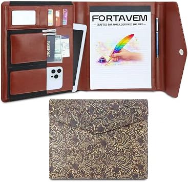 Magnetic Trifold Padfolio, Faux Leather Portfolio Organizer Binder