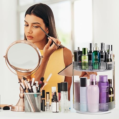 Miniatura 4 de Organizador de maquillaje giratorio para tocador, estante giratorio de almacenamiento de maquillaje de 360 grados, estante de almacenamiento