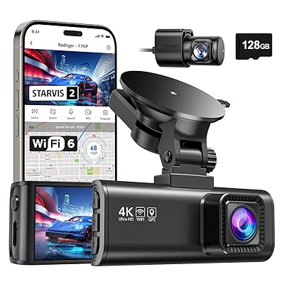 REDTIGER Dash Cam Front Rear, 4K/2.5K Full HD Dash Camera for Cars, Included 32GB Card, Built-in Wi-Fi GPS, 3.16” IPS Screen, Night Vision, 170°Wide Angle, WDR, 24H Parking Mode(F7NP)