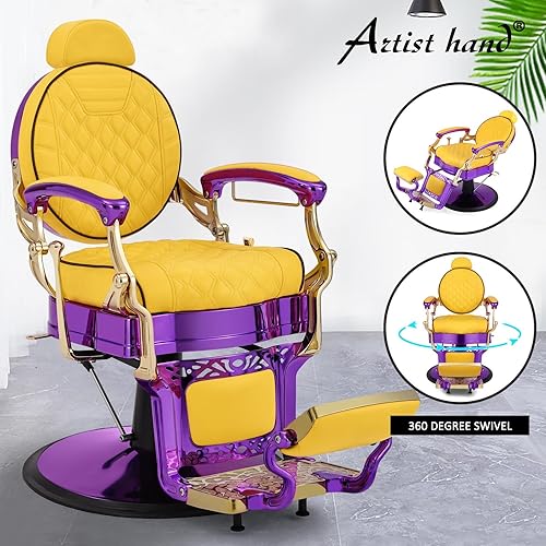 Miniatura 3 de Artist hand Silla de peluquero retro, sillas de peluquería resistentes, silla de salón vintage, silla reclinable hidráulica, amortiguación