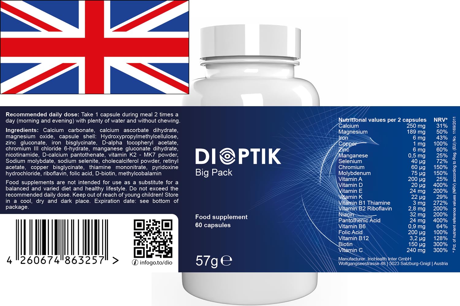 Dioptik - 180 Kapseln (3x 60 Kapseln), 3er Pack