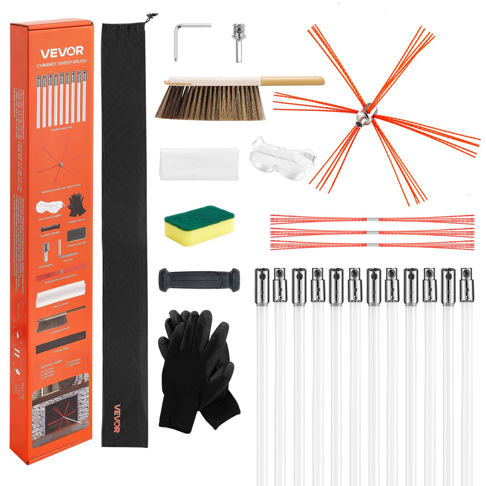 Amazon.com: VEVOR Chimney Sweep Kit, 39 ft Maximum Extendable
