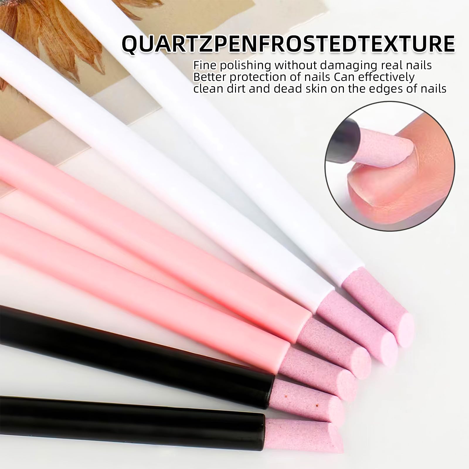9 Pcs Pumice Stone Cuticle Sticks, Nail Polish Quartz Pen Pusher Stick, Peeling Dead Skin Repairing - Image 4