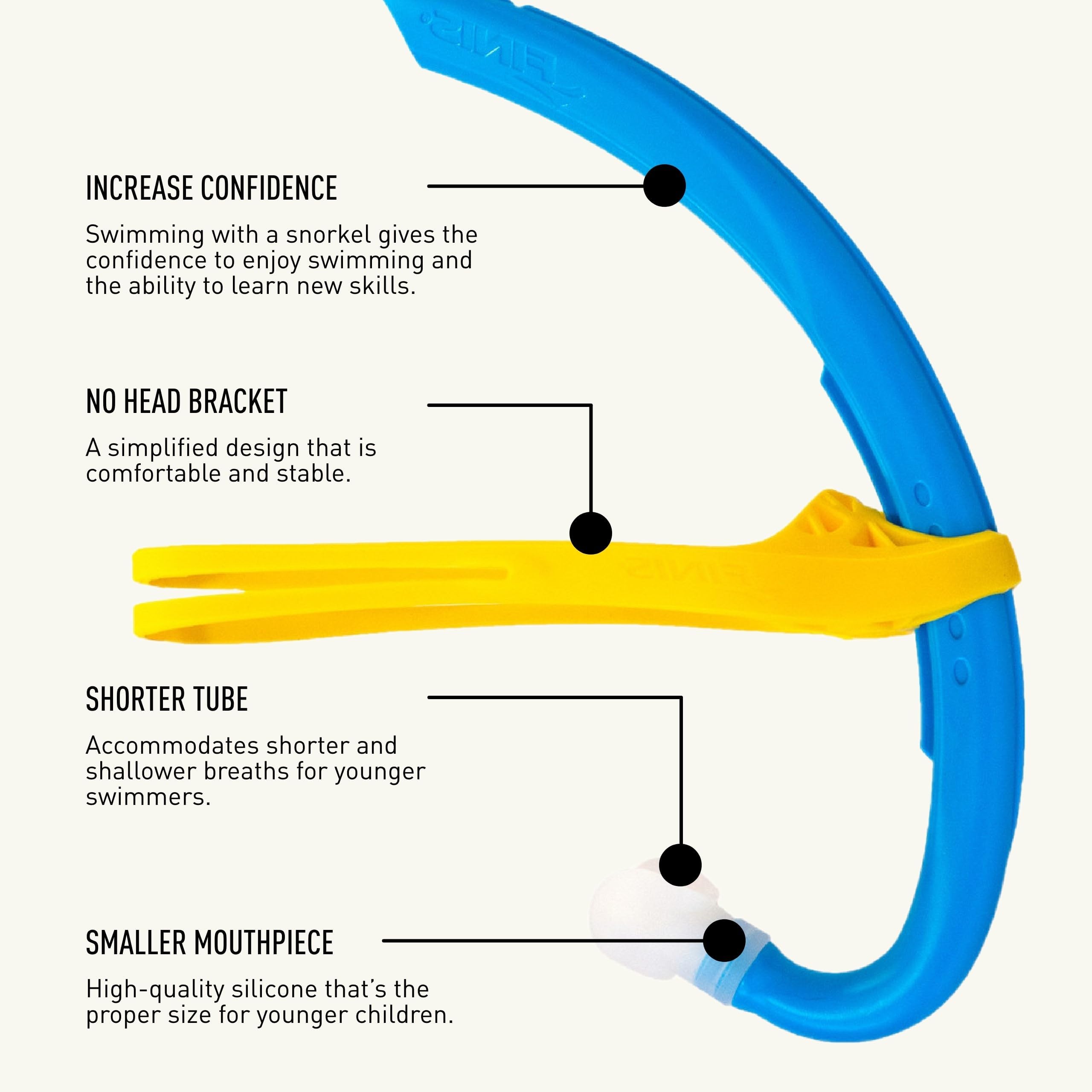 FINIS Stability Snorkel Jr - for Ages 6-10 - Swim Training Snorkel with Head Strap, Shorter Tube & Small Mouthpiece - for Swim Lessons, Swim School & Competition Training - Ocean Blue - Image 4