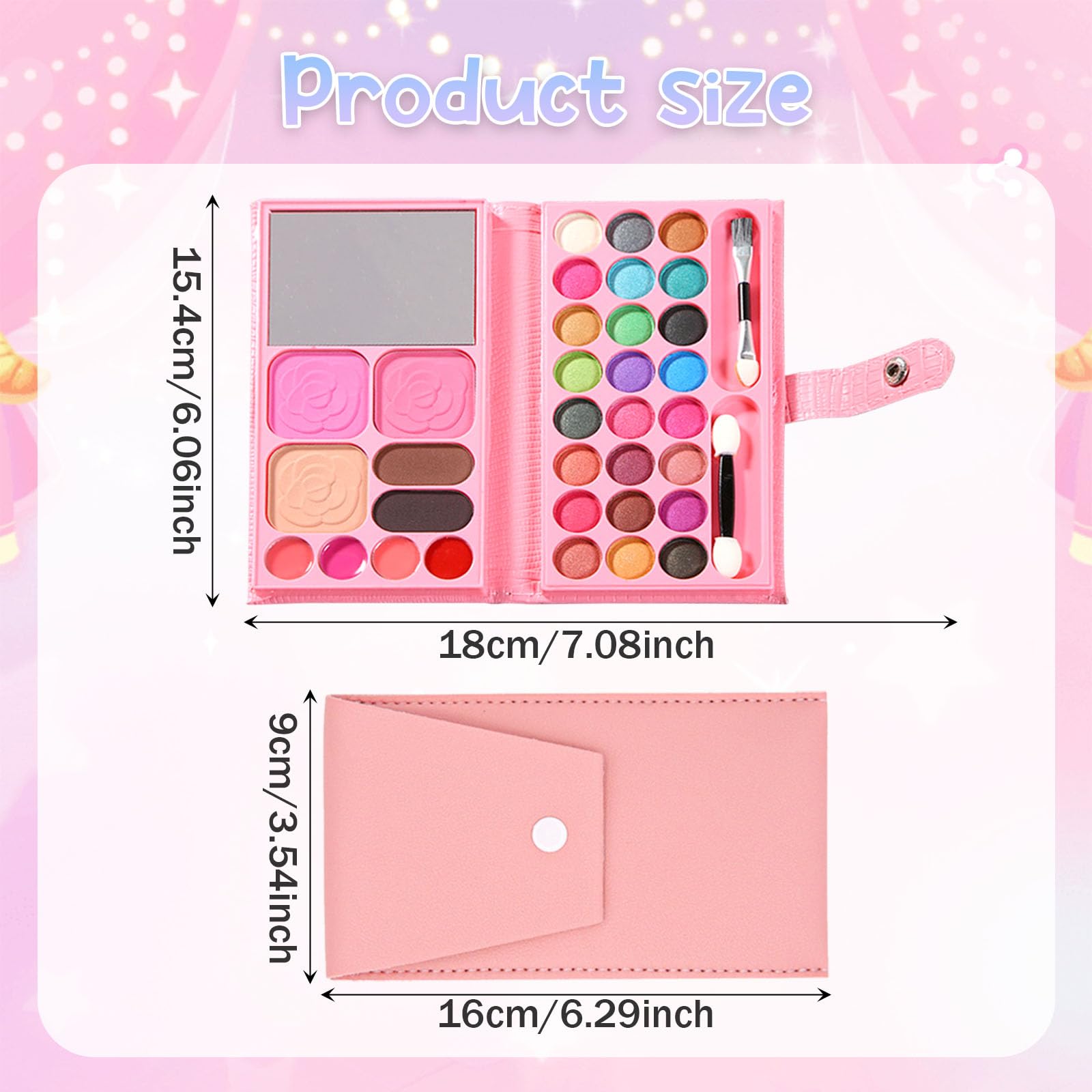 Aomig Set di Trucchi per Bambina - 6 Ombretti per Ragazze Età 3-8 - Scatola Regalo per Halloween, Carnevale, Natale