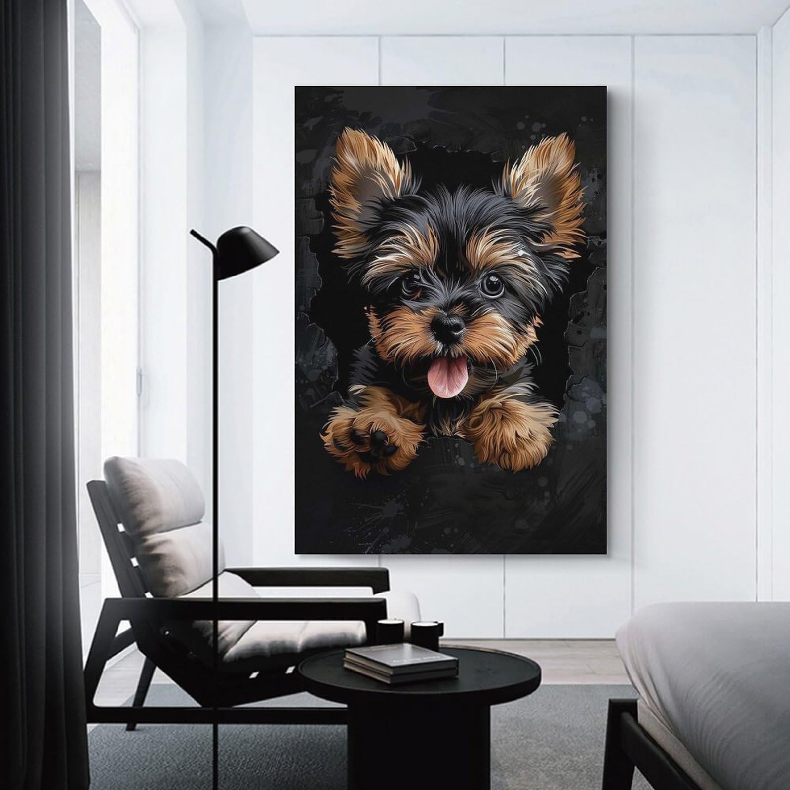 Junmoney Yorkshire Terrier(2) Wall Art Print, 20x30inch(50x75cm), for Bedroom Decor, Cosy Corners Or Studios, Decorative Wall Art for Cosy Rooms