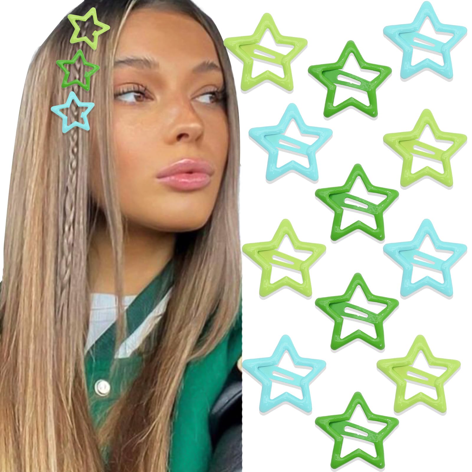 Amazon.com : NAISKA Green Star Hair Accessories - Non-Slip Snap