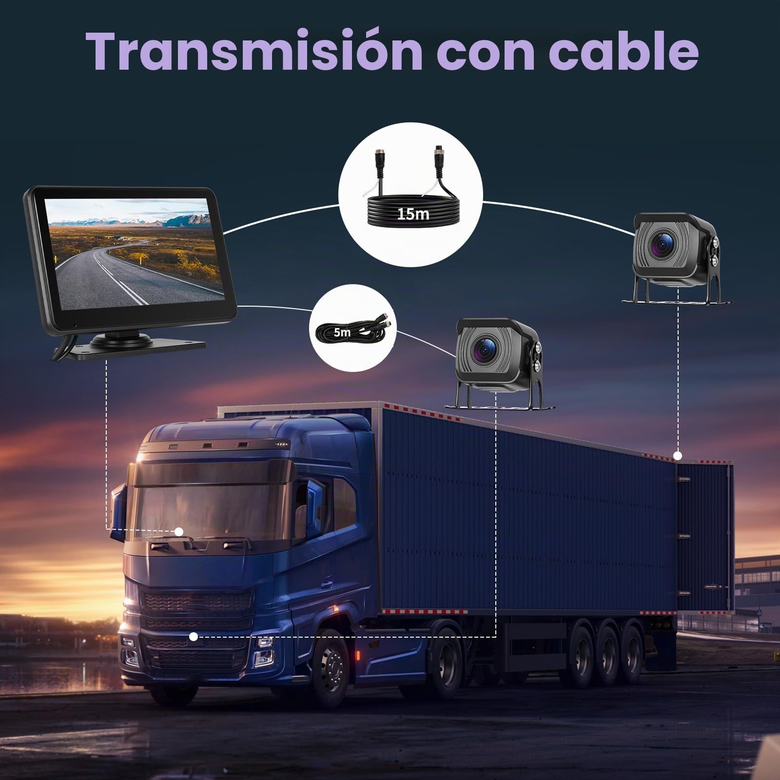 Inefala 4K Cámara de Marcha atrás (Dual) con 7 Pulgadas HD IPS Monitor, IP68 a Prueba de Agua de visión Nocturna del Coche cámara de visión Trasera para automóviles Camión SUV Furgonetas
