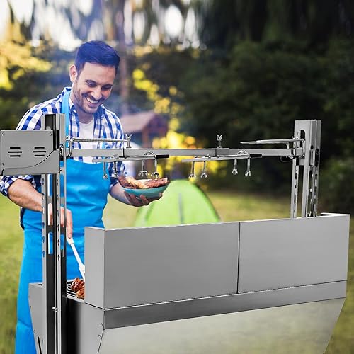 Miniatura 9 de Parrilla eléctrica para asador de 48.6 pulgadas, soporte para asador de cordero de cerdo, capacidad de 176 libras, altura ajustable, kit de parrilla