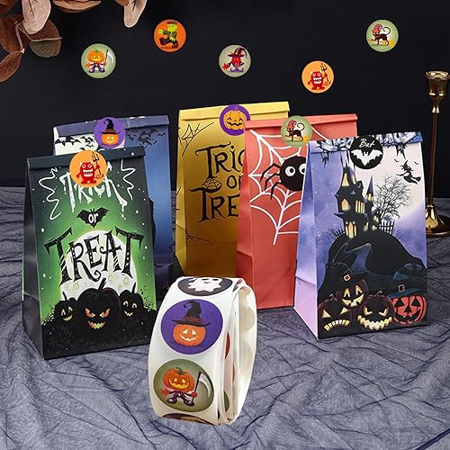Miniatura 6 de 1000 calcomanías de Halloween, calcomanías redondas de Halloween para niños, autoadhesivas con calabaza, murciélago y araña, calcomanías para niños