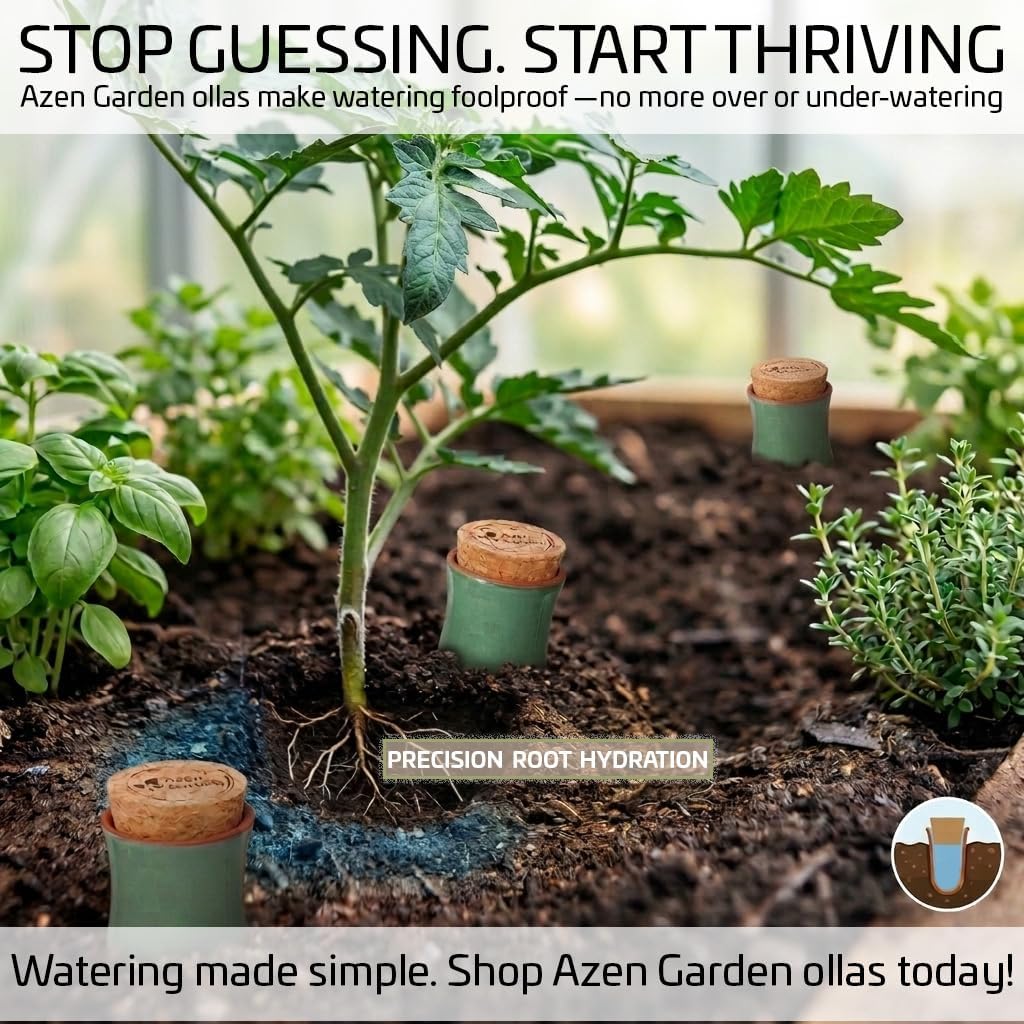 Ollas Plant Watering Globes - Terracotta Self Watering Planter Insert - Watering Bulbs for Indoor and Outdoor Plants with Easy Top Refill System - Set of 4 (Jade Green)